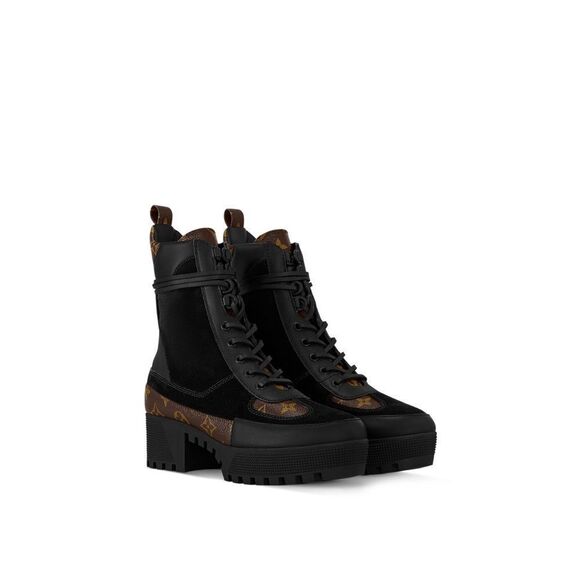 Louis Vuitton LV Monogram Suede Loreate Platform Desert Combat Boots 6.5 - Picture 15 of 15